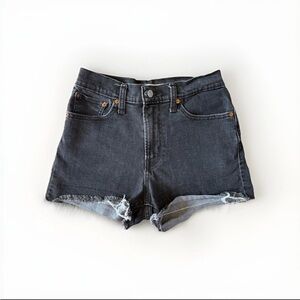 High Rise Levi Strauss Gray Denim Short Shorts Distressed Y2K Size 27 Women's 6